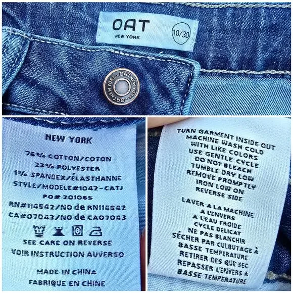 Wide Leg Crop Jeans OAT New York Size 10/30 High Rise Medium Wash Stretch Denim - Picture 4 of 11